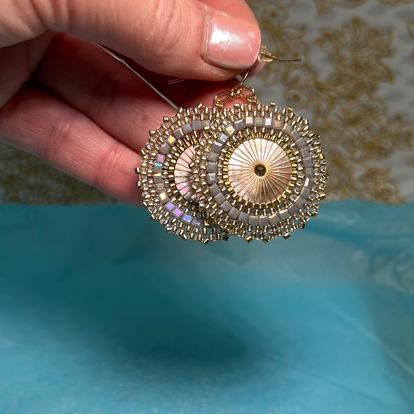 Elegant Gold and Silver Circular Earrings - Picture 2 of 4